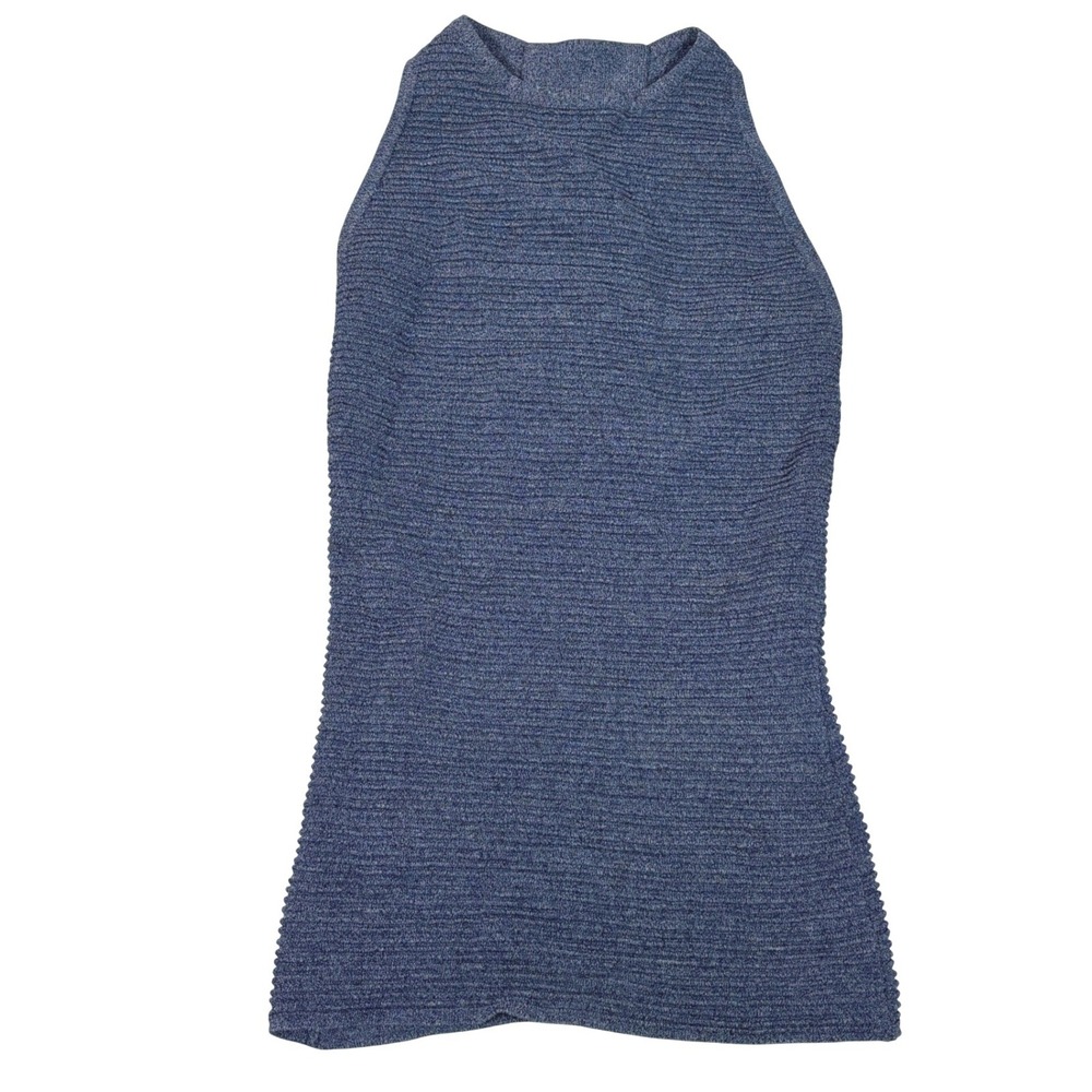 C/MEO COLLECTIVE Blue Marled Knit Lace Up Back Halter Top Small CC170216K